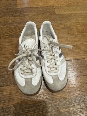 adidas White Sneakers with Gray Suede Accents
